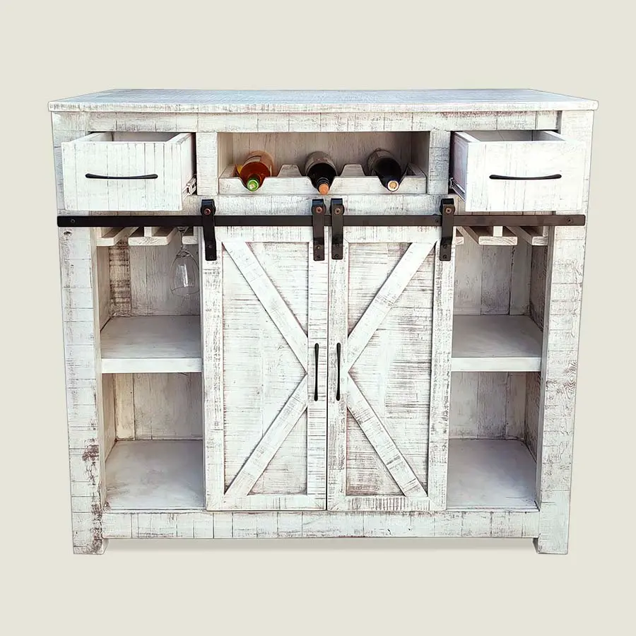 Barra de bar de madera crossback vintage Blanco Moblibar Moderno Vintage-atras.webp
