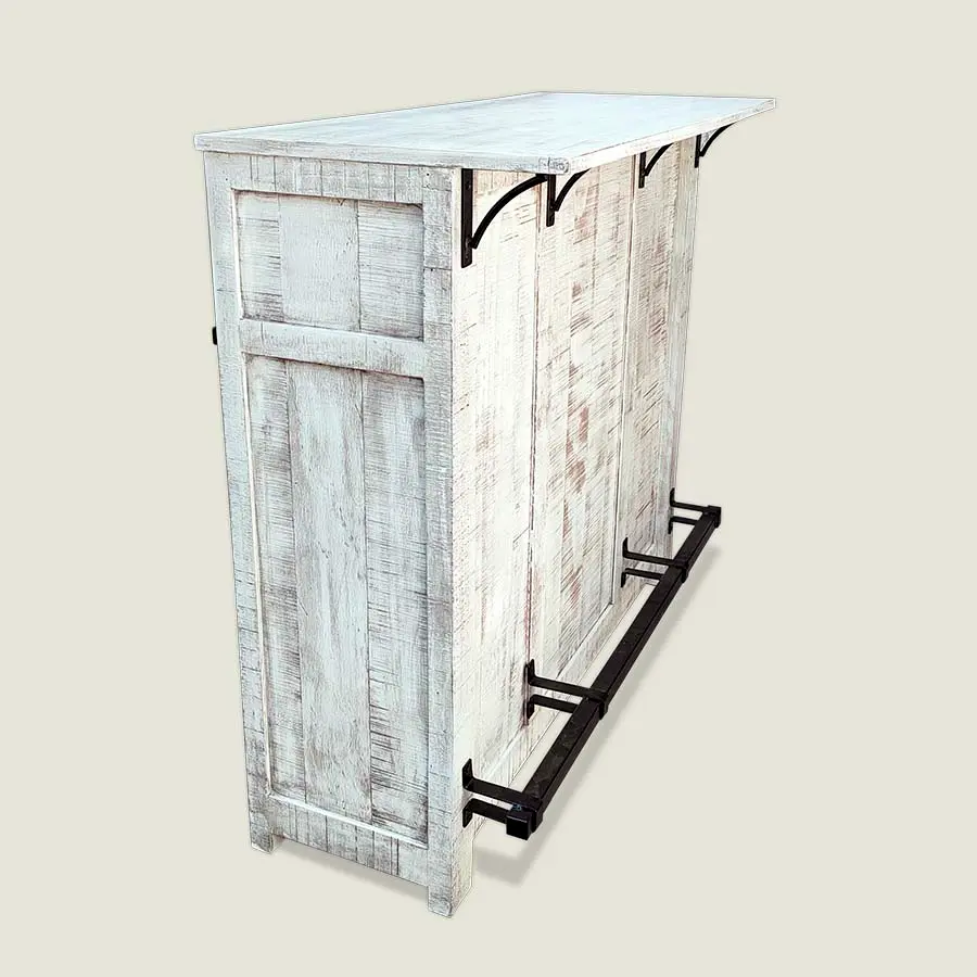 Barra de bar de madera crossback vintage Blanco Moblibar Moderno Vintage-lateral.webp