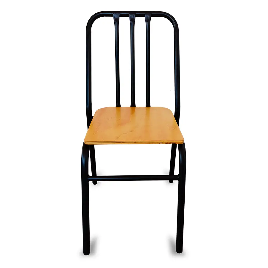 Silla de Metal Nisso Tubular Asiento Triplay para Restaurantes Bares y Cafeterias 