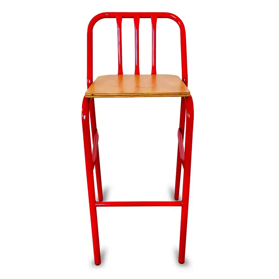 Banco de Metal Nisso Tubular Asiento de Triplay para Restaurantes Bares y Cafeterias 
