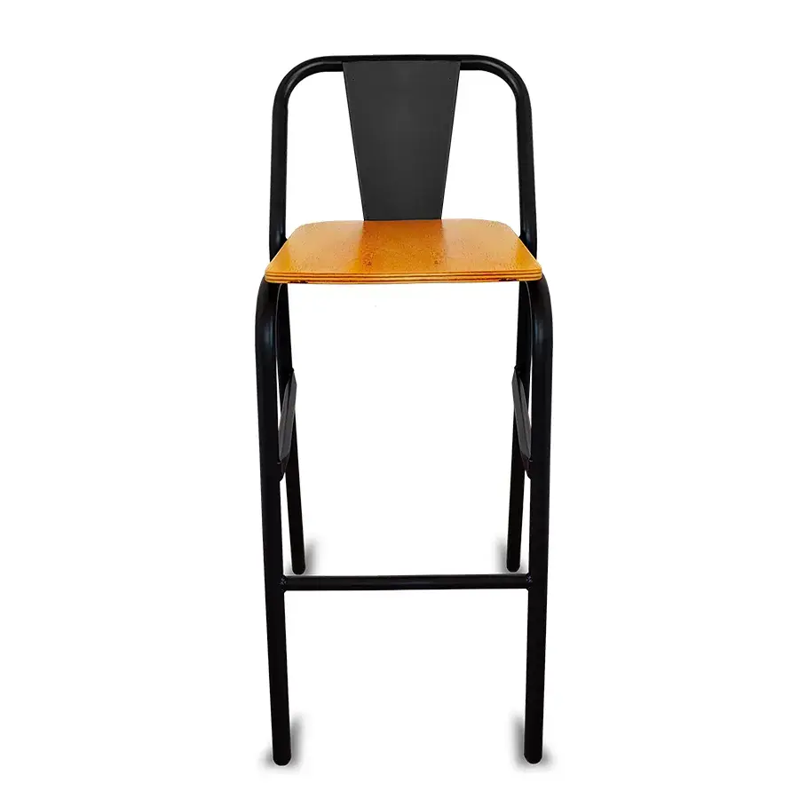 Banco de Metal Nisso Liso Asiento de Triplay para Restaurantes Bares y Cafeterias 