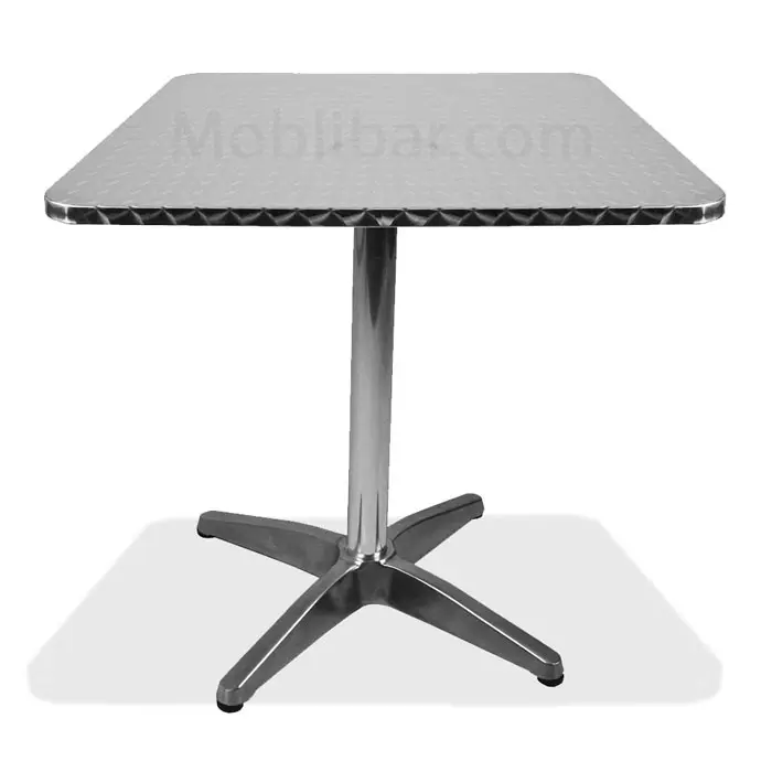 Mesa de Aluminio Cuadrada Baja para Restaurantes Bares y Cafeterias 