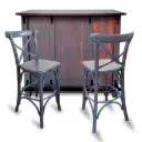 Paquete de Barra para bar y 2 bancos estilo vintage Gris para Restaurantes Bares y Cafeterias 