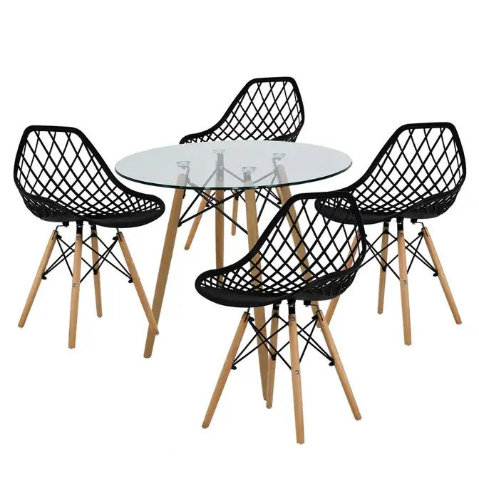 Paquete Eames net cristal 4 sillas+1mesa para Restaurantes Bares y Cafeterias