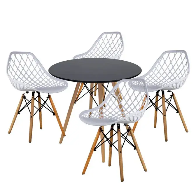 Paquete Eames net melamina 4 sillas+1mesa para Restaurantes Bares y Cafeterias