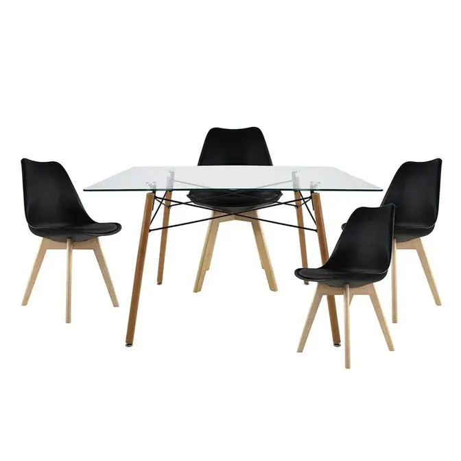 Paquete Lisboa cristal 4 sillas+1 mesa rectangular para Restaurantes Bares y Cafeterias 