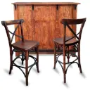 Paquete de Barra para bar y 2 bancos estilo vintage Nogal para Restaurantes Bares y Cafeterias 