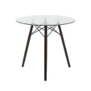 Mesa Oslo Nogal Redonda Cristal para restaurante, bar, cafeteria o negocio   