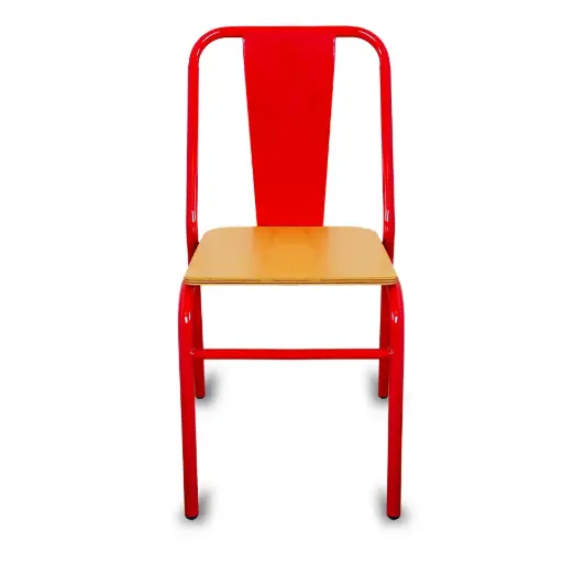 Silla de Metal Nisso Resp. Liso Asiento Triplay para Restaurantes Bares y Cafeterias 