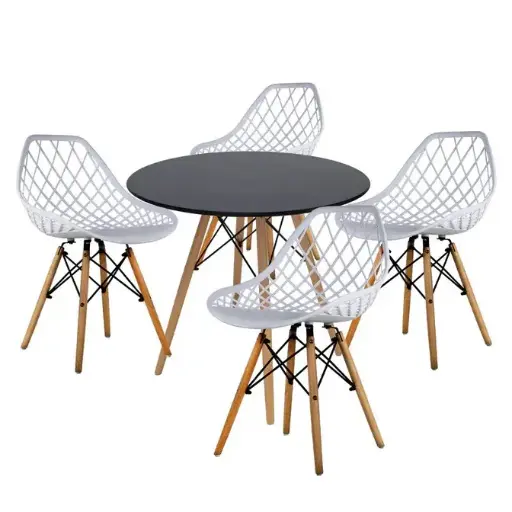 Paquete Eames net melamina 4 sillas+1mesa para Restaurantes Bares y Cafeterias