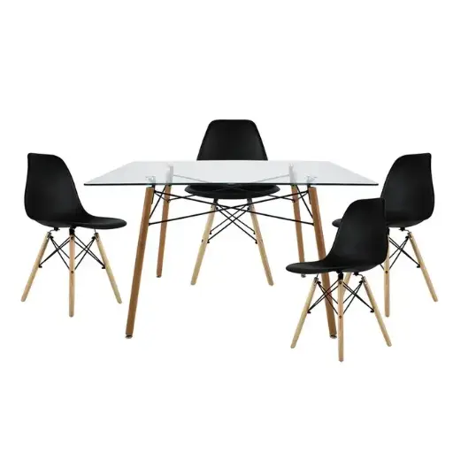 Paquete Eames cristal 4 sillas+1 mesa rectangular para Restaurantes Bares y Cafeterias  
