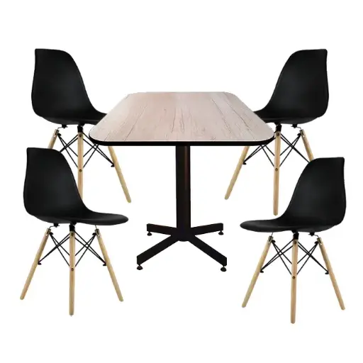 Paquete Eames 60x60 4 sillas+1mesa de melamina para Restaurantes Bares y Cafeterias