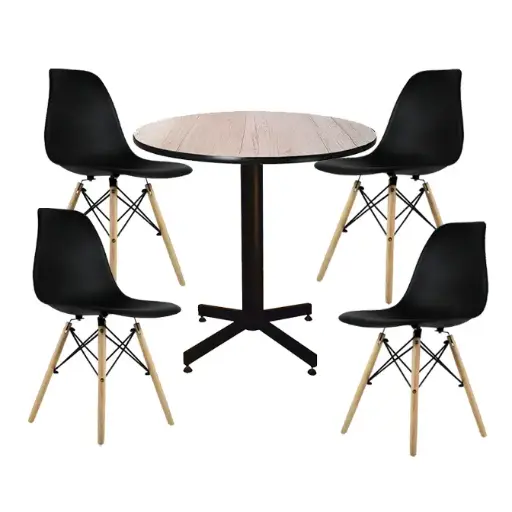 Paquete Eames 60 de diam 4 sillas+1mesa de melamina para Restaurantes Bares y Cafeterias