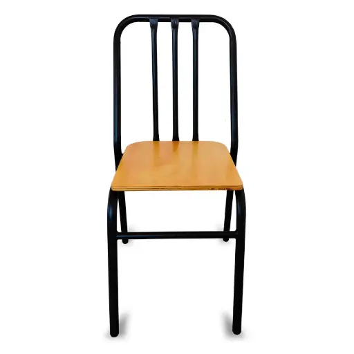 Silla de Metal Nisso Tubular Asiento Triplay para Restaurantes Bares y Cafererias  